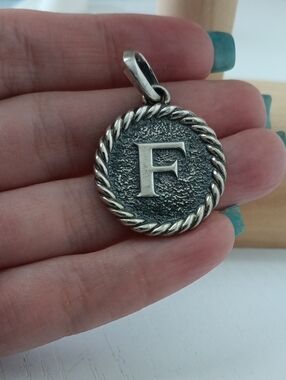 David Yurman Sterling Silver Initial Letter F Pendant Amulet